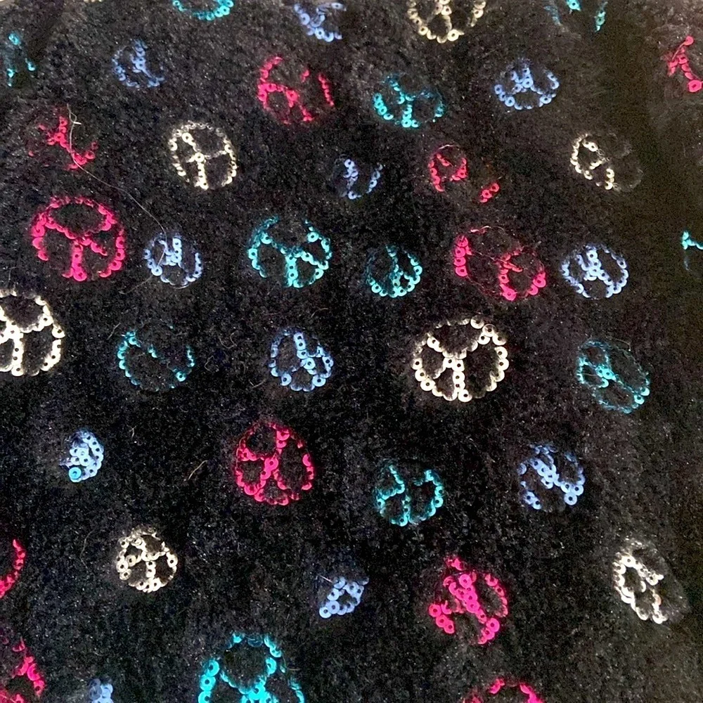 Justice Girl’s Black Plush Sequin Peace Sign Rolling Overnight Bag Sleepover
